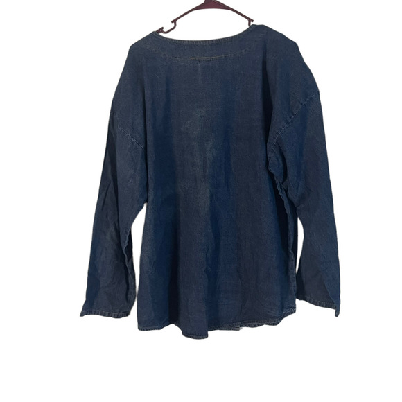 Miss & Mrs One Size Vintage Denim Floral Western Button Up Denim Shirt‎ - Picture 4 of 8